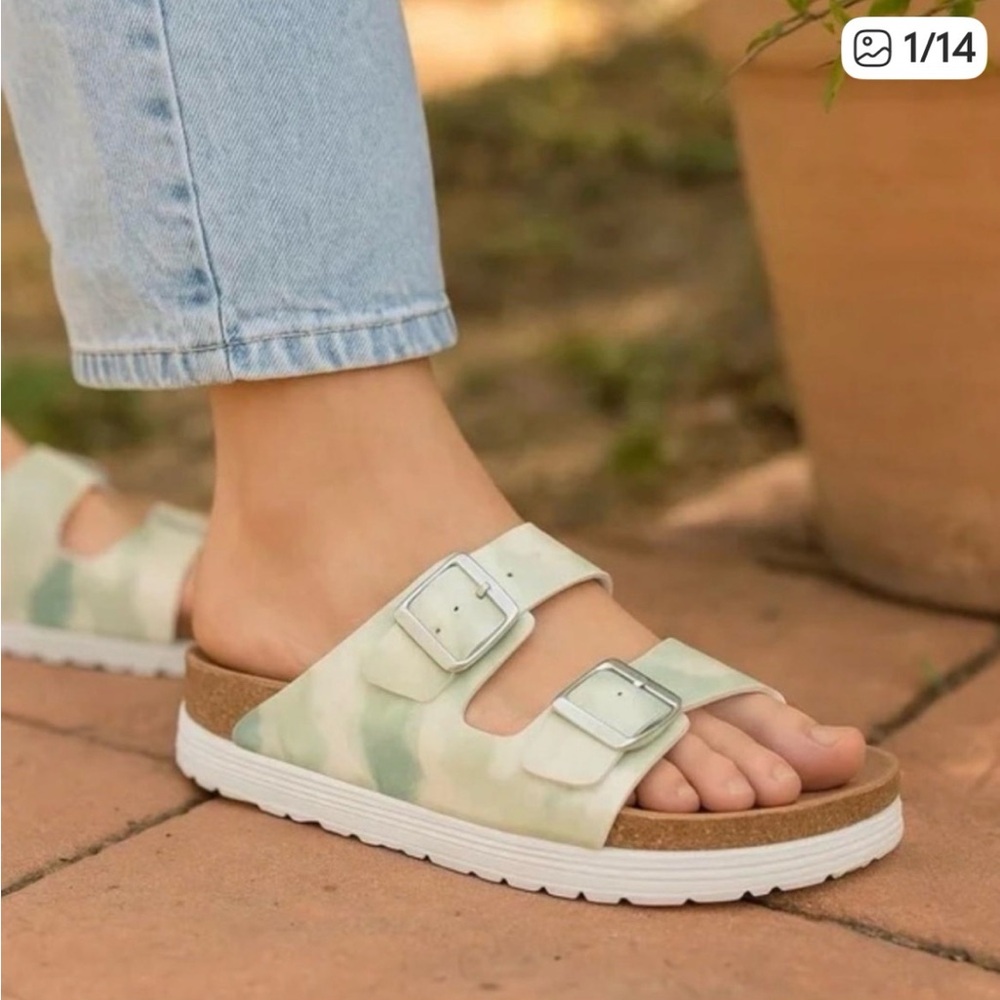 Birkenstock Papillio Arizona Groved Platform ~ Watercolor khaki